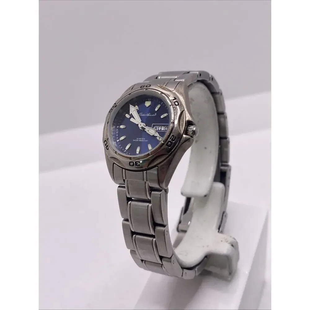 Eddie Bauer Womens Blue Dial Silver Watch Works New Battery